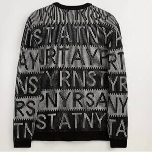 Zara Men's Letter Jacquard Knit Crewneck Sweater Size M